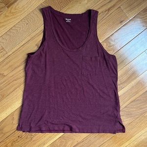 EUC Madewell Slub Knit Scoopneck Maroon pocket Tank Size M